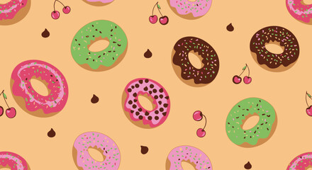 Playful Donut Delight: Seamless Pattern for Sweet Designs