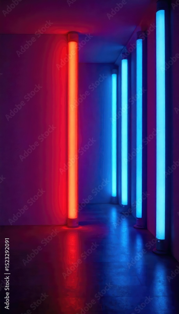 Poster dynamic led lighting stripes illuminate a dark room, creating vibrant streaks of color and light pat