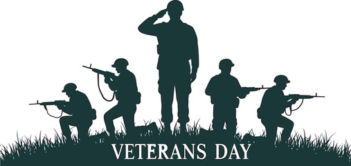 Obraz premium Veteran Soldier Vector and silhouette Illustration white color background