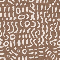 Calm scribble shape minimal shape seamless pattern. Gender neutral baby nursery natural brown linen decor background. Scandi style sketch doodle wallpaper in decorative kid fashion swatch. 