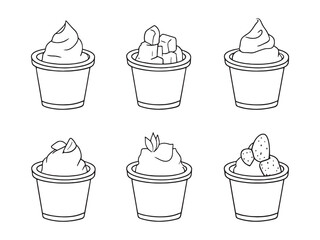 Frozen Yogurt Minimalist 2D Line Drawing