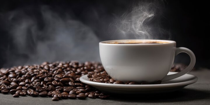 Coffee Cup with Beans and Steam