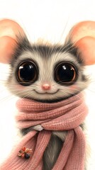 Obraz premium A charming, stylized illustration of a small animal wearing a scarf.