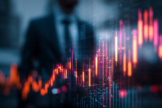 Stock Market Chart with Person in Suit - Powered by Adobe