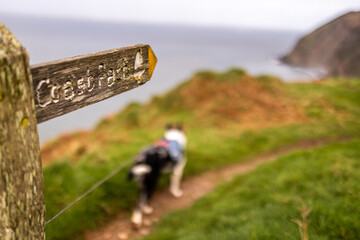 South West Coast path sign in Exmoore National Park Devon