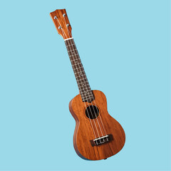 Obraz premium Wooden Ukulele Illustration on Light Blue Background