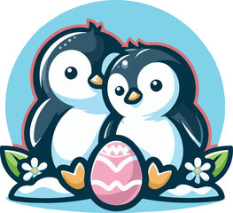 Baby Penguins Logo icon vector .