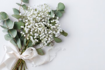 Baby's Breath Flower Bouquet with Ribbon