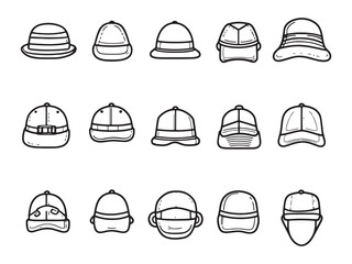 Hiking Hat Minimalist 2D Line Drawing