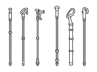 Hiking Stick Minimalist 2D Line Drawing