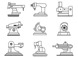 Horizontal Milling Minimalist 2D Line Art