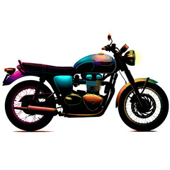 Fototapeta premium Colorful vector illustration of classic motorcycle side view isolated on transparent background.