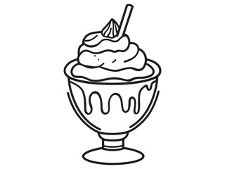 Hot Fudge Sundae Minimalist 2D Line Design