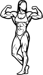 Bodybuilder woman silhouette vector, Bodybuilder logo, Bodybuilder vector illustration	