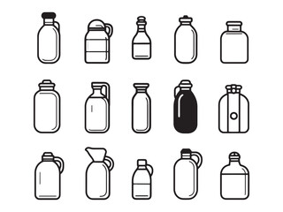 Hot Water Bottle Minimalist 2D Line Drawing