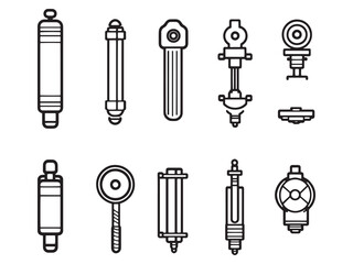 Hydraulic Cylinder Ultra Minimalist 2D Line Art Version