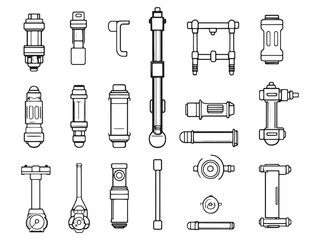 Hydraulic Cylinder Ultra Minimalist 2D Line Art Version