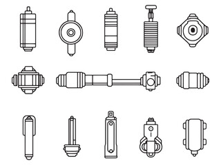 Hydraulic Cylinder Ultra Minimalist 2D Line Art Version