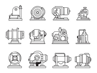 Hydraulic Pump Ultra Minimalist 2D Line Art Version
