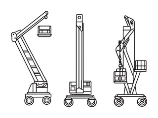 Boom Lift ultra minimalist 2D line art illustration