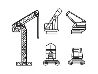 Boom Lift ultra minimalist 2D line art concept