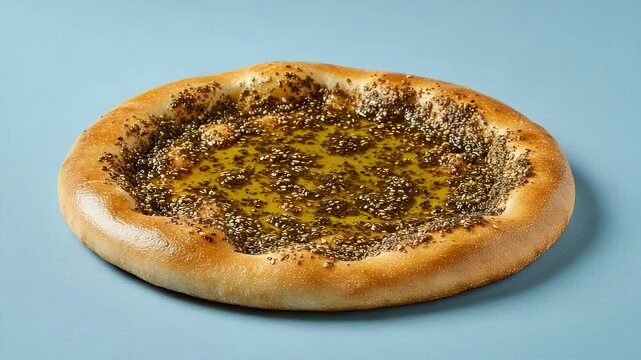 Manakish Middle Eastern flatbread zaatar top view