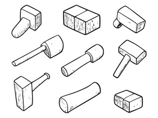 Brick Hammer ultra minimalist 2D line art style