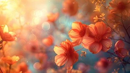 Vibrant orange flowers in sunlight