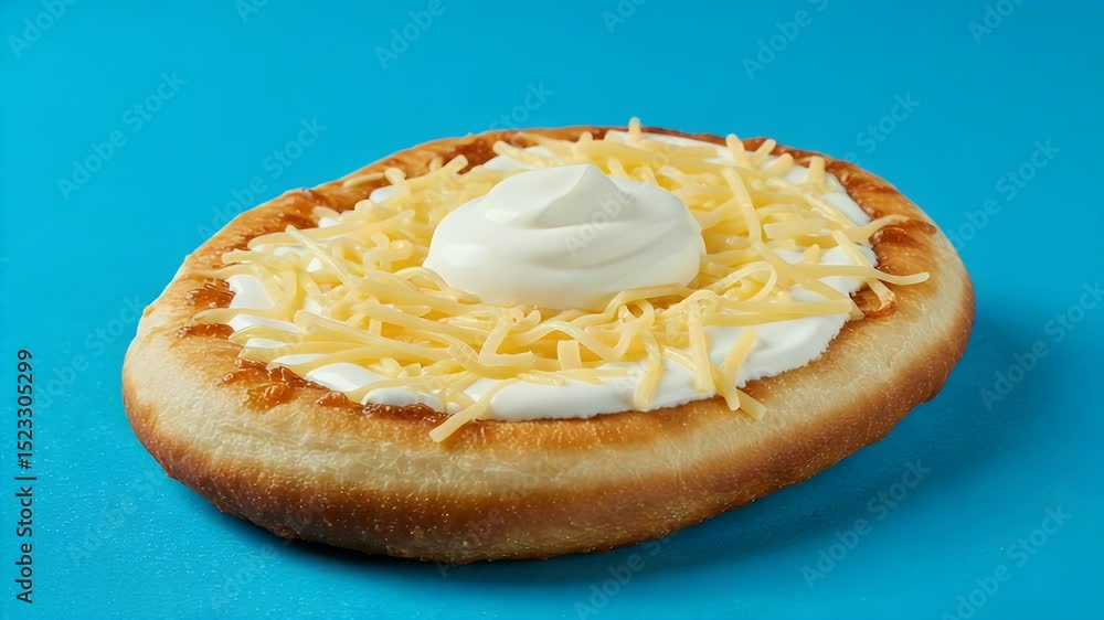 Poster open flatbread with topping rotating view