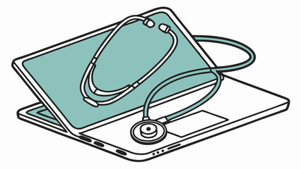 Laptop Computer with Stethoscope for Telemedicine Concept