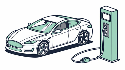 White Electric Car Charging at a Station