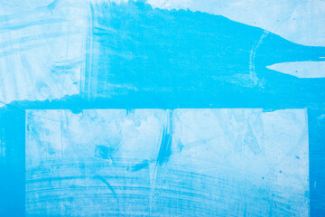 Abstract painted iron in blue tones layers background.