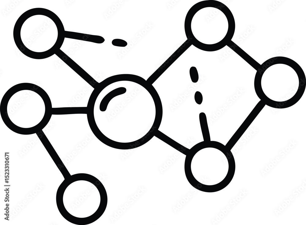 Poster abstract network design featuring clean outlines of interconnected nodes silhouettes