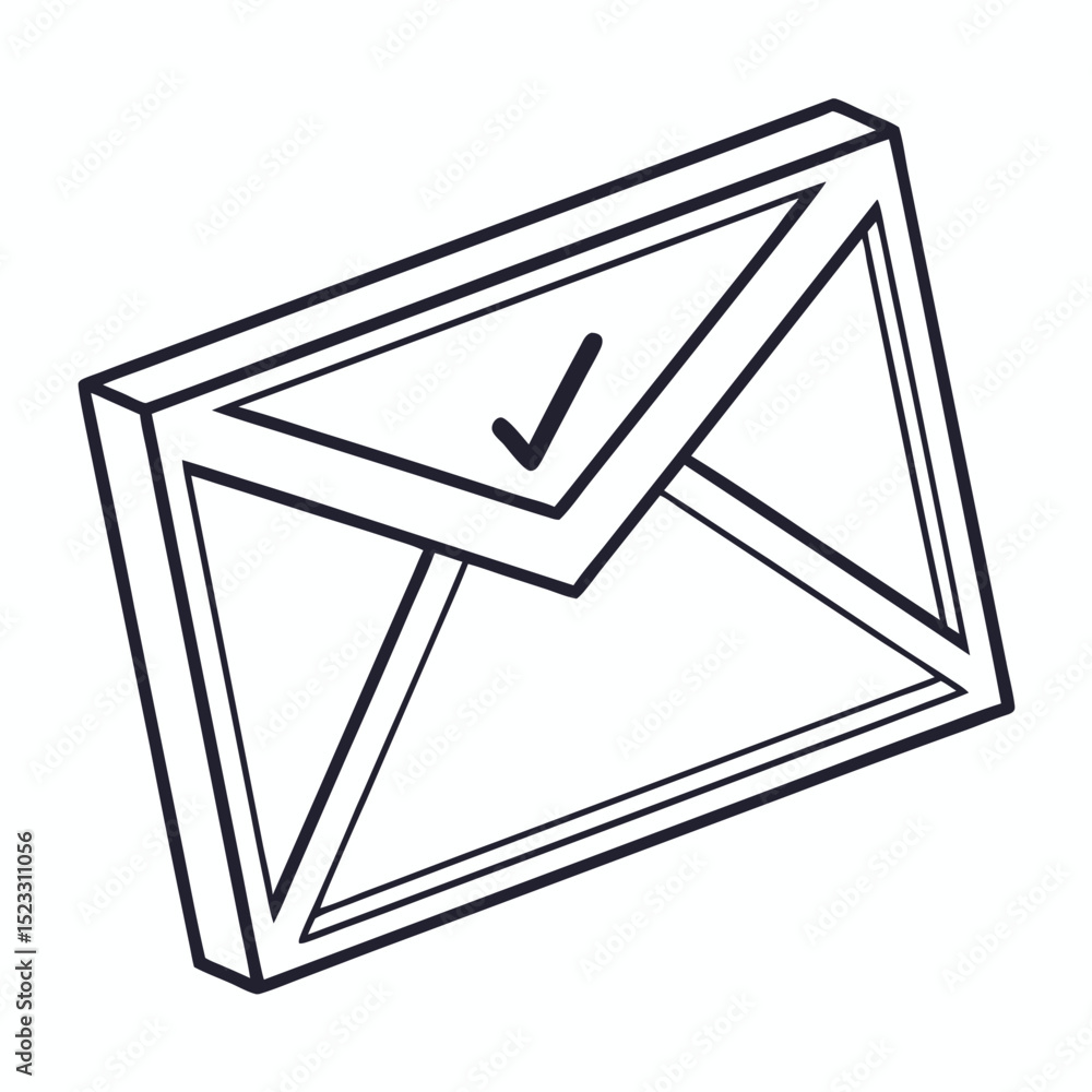 Poster approved email envelope with checkmark confirmation symbol for business communication