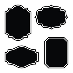 Decorative Vintage Labels, Black Silhouette Frame Set.