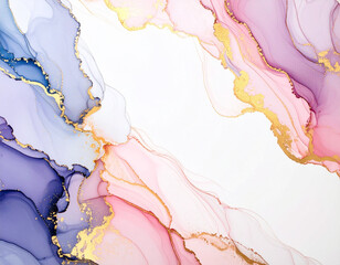 ゴールドが煌めく紫色の抽象インクテクスチャ背景 Abstract Purple Ink Texture Background with Shimmering Gold
