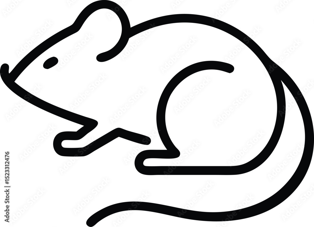 Fototapete Black mouse outline icon simple computer cursor design element graphic