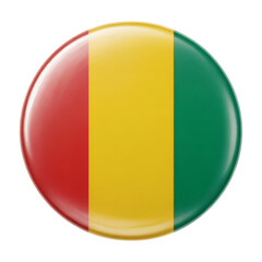 Fototapeta premium Glossy Round Guinea Flag Button Badge : A Vibrant Symbol of Guinean National Pride and Identity