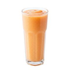 Peach Smoothie in Tall Glass Isolated on White Background