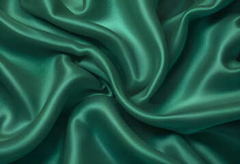 Obraz premium Emerald Green Silk Fabric Swirls and Soft Elegant Texture