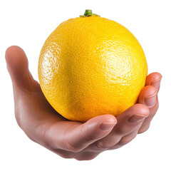 A citrus fruit held in a hand isolated on transparent background.