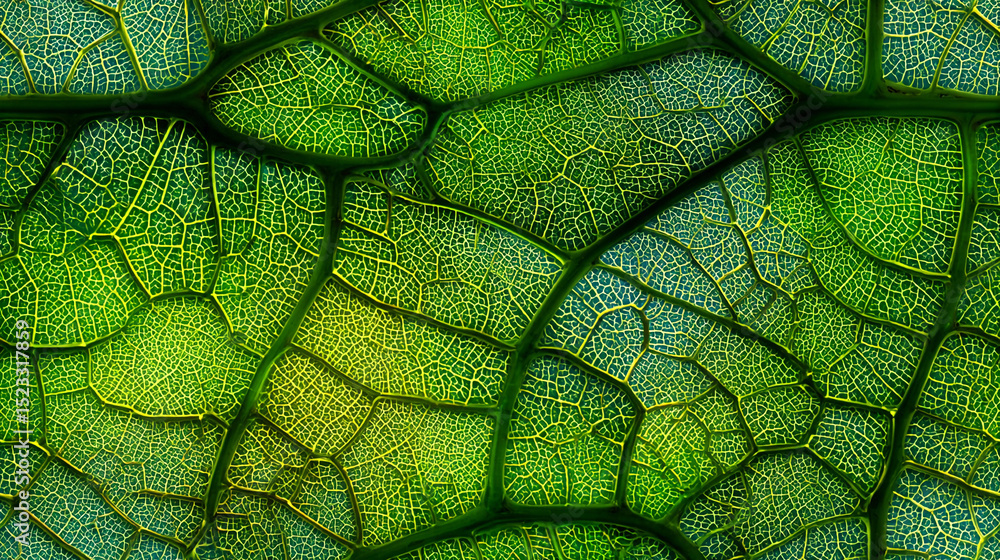 Poster intricate green leaf pattern with seamless texture and details