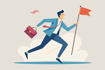 businessman running to success