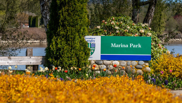 Fort Langley, Canada. 06. 06. 2025. - Fort Langley Community Marina Park in a sunny summer day.