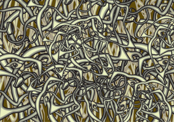 Camouflage backdrop with linear and animal motifs for prints on T-shirts or covers. Decorative golden-gray motifs for fashion trends, business concepts, textiles, interiors, tiles, fabrics, posters