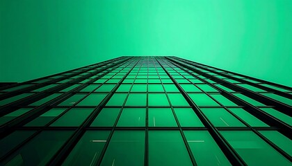 Emerald Green Glass Skyscraper Facade - Abstract Backgrounds