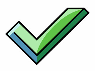3D Green Check Mark Icon stylized checkmark icon shades green and teal The design has slightly cartoonish appearance check mark checkmark icon green teal symbol © Anisur