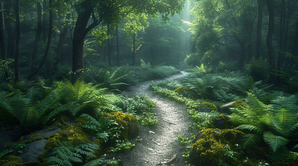 Enchanting Journey: Serene Path through Verdant Woodland
