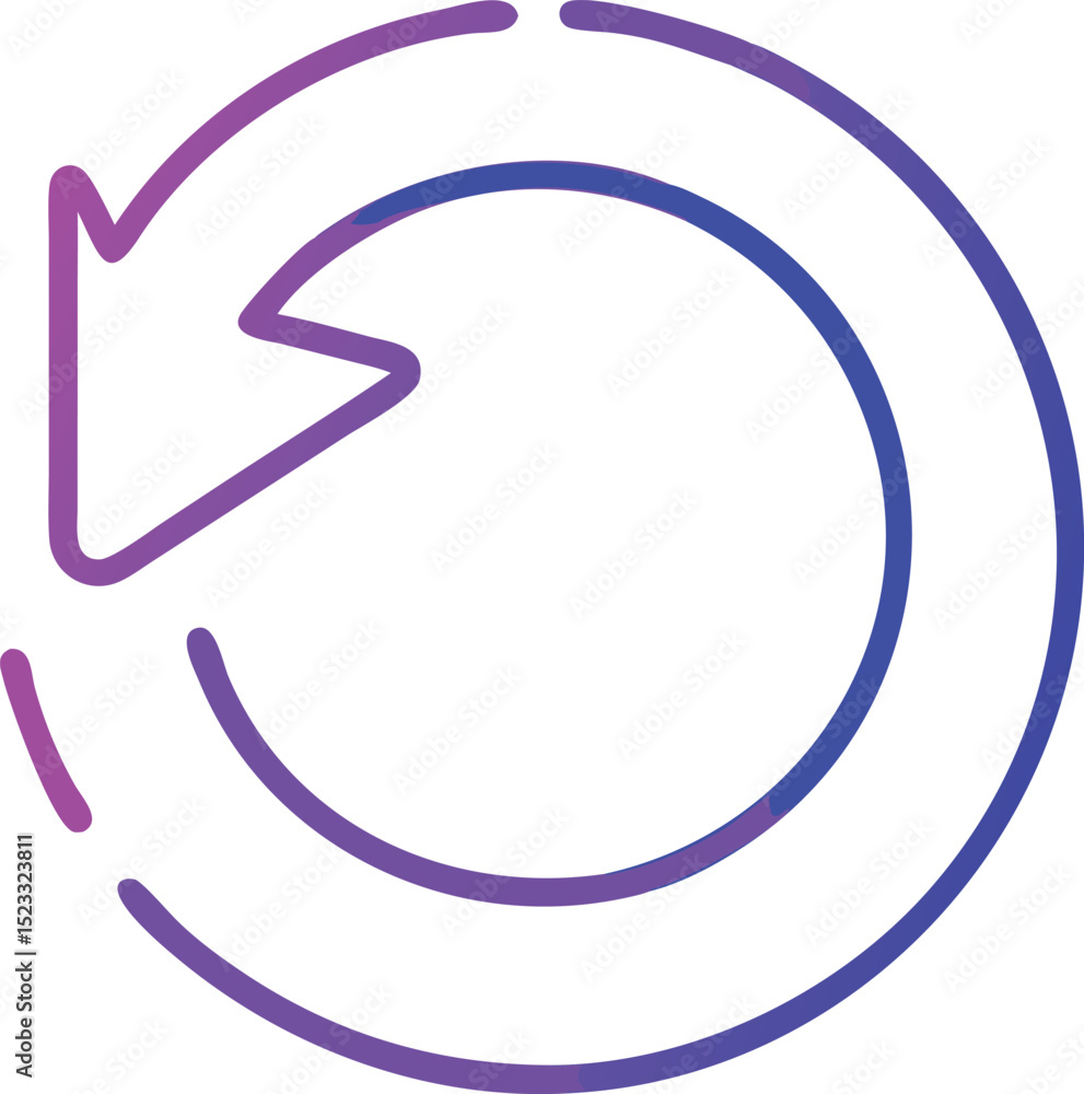 Poster gradient arrow symbol depicting refreshing or returning with transparency for design