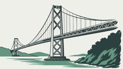 Fototapeta premium Majestic Suspension Bridge Spanning Coastal Waters (1)